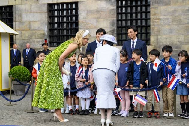 Amsterdam, The Netherlands, 2026-06-17 10:14:23 AMSTERDAM, 17-06-2026, Dam Square At the invitation of King Willem-Alexander and Queen Maxima, Emperor Naruhito of Japan is paying a state visit to the Netherlands. Emperor Naruhito is accompanied by Her Majesty Empress Masako. The state visit is a confirmation of the close and historic relationship between Japan and the Netherlands. The countries share 426 years of bilateral relations. PHOTO: NLBeeld Patrick van Emst In the photo: King Willem-Alexander and Queen Maxima officially welcome Emperor Naruhito and Empress Masako at Dam Square in Amsterdam. After the delegations are introduced, the Royal Military Band Johan Willem Friso plays the national anthems of both countries. This is follo  Copyright: xx x