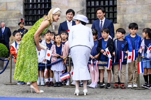 Amsterdam, The Netherlands, 2026-06-17 10:14:36 AMSTERDAM, 17-06-2026, Dam Square At the invitation of King Willem-Alexander and Queen Maxima, Emperor Naruhito of Japan is paying a state visit to the Netherlands. Emperor Naruhito is accompanied by Her Majesty Empress Masako. The state visit is a confirmation of the close and historic relationship between Japan and the Netherlands. The countries share 426 years of bilateral relations. PHOTO: NLBeeld Patrick van Emst In the photo: King Willem-Alexander and Queen Maxima officially welcome Emperor Naruhito and Empress Masako at Dam Square in Amsterdam. After the delegations are introduced, the Royal Military Band Johan Willem Friso plays the national anthems of both countries. This is follo  Copyright: xx x