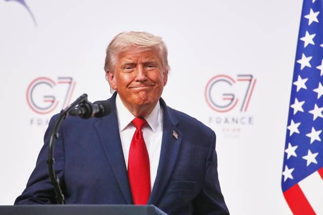 Évian-les-Bains, Frankreich, 17.06.2026: G7-Gipfel: US-Präsident Donald Trump gibt am letzten Gipfeltag eine Pressekonferenz *** Évian-les-Bains, France, June 17, 2026 G7 Summit Copyright: xdtsxNachrichtenagenturx dts_123711