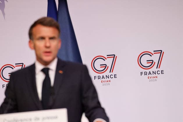 French President Emmanuel Macron during the closing press conference of the G7 summit in Évian-les-Bains, France, on June 17, 2026. Dominique Jacovides Bestimage French President Emmanuel Macron during the closing press conference of the G7 summit in Évian-les-Bains, France, on June 17, 2026 Évian-les-Bains France,detected_source_language  Copyright: xDOMINIQUExJACOVIDESx xBESTIMAGExDOMINIQUExJACOVIDESx xBESTIMAGEx
