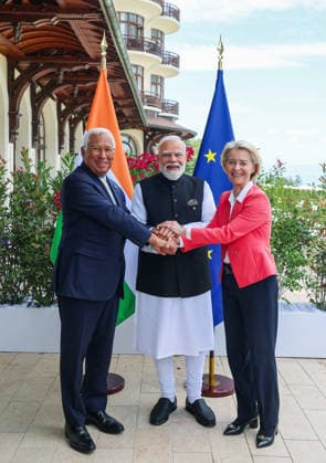 RECORD DATE NOT STATED Prime Minister Narendra Modi meets European Council President Antonio Costa and European Commission President Ursula von der Leyen on the sidelines of the G7 Summit Evian France , Jun 17 (ANI): Prime Minister Narendra Modi meets European Council President Antonio Costa and European Commission President Ursula von der Leyen on the sidelines of the G7 Summit, in Evian on Wednesday. (@narendramodi X ANI Photo) Evian France Copyright: xANIx ANI_20260617311
