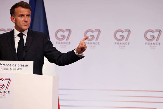 French President Emmanuel Macron during the closing press conference of the G7 summit in Évian-les-Bains, France, on June 17, 2026. Dominique Jacovides Bestimage French President Emmanuel Macron during the closing press conference of the G7 summit in Évian-les-Bains, France, on June 17, 2026 Évian-les-Bains France,detected_source_language  Copyright: xDOMINIQUExJACOVIDESx xBESTIMAGExDOMINIQUExJACOVIDESx xBESTIMAGEx