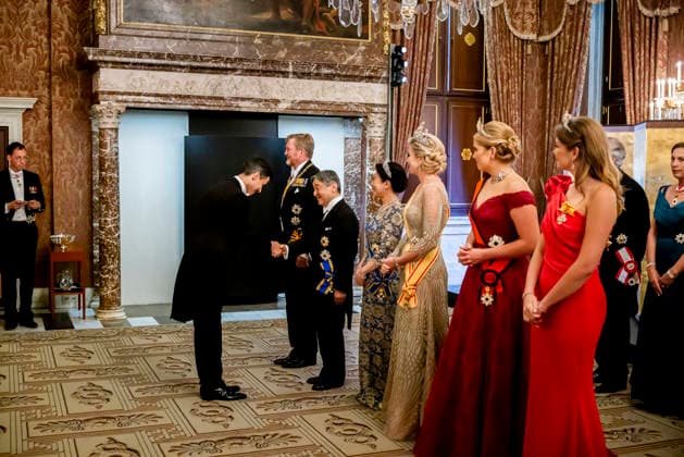 17-06-2026 Gala Queen Maxima and King Willem-Alexander with Emperor Naruhito of Japan and Empress Masako and Princess Amalia and Princess Ariane during the statebanquet at the Dam palace in Amsterdam on the 1st day of the 3 day statevisit to the Netherlands Â  Copyright: xPPEx