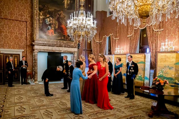 17-06-2026 Gala Queen Maxima and King Willem-Alexander with Emperor Naruhito of Japan and Empress Masako and Princess Amalia and Princess Ariane during the statebanquet at the Dam palace in Amsterdam on the 1st day of the 3 day statevisit to the Netherlands Â  Copyright: xPPEx