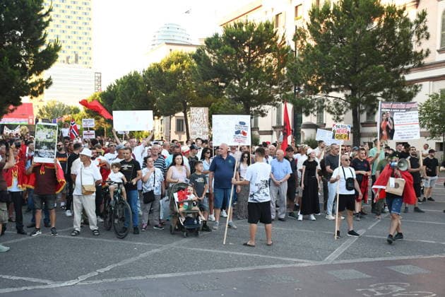 Anti-tourism project protests continue for 18th day in Albania TIRANA, ALBANIA - JUNE 17: Protests against a planned tourism project in the Zvernec area of the coastal city of Vlora continue for a 18th consecutive day in Tirana, Albania on June 17, 2026. Demonstrators gathered in Skanderbeg Square under the slogan Albania is not for sale, with a large number of participants joining the rally. Protesters opposed the reported sale of a beach in Zvernec as part of a tourism project allegedly linked to Ivanka Trump and Jared Kushner. Carrying banners, placards, and Albanian flags, demonstrators marched along the Boulevard of the Martyrs of the Nation toward the Prime Minister’s Office. Olsi Shehu Anadolu Tirana Albania. Editorial use only.  Copyright: x2026xAnadoluxOlsixShehux