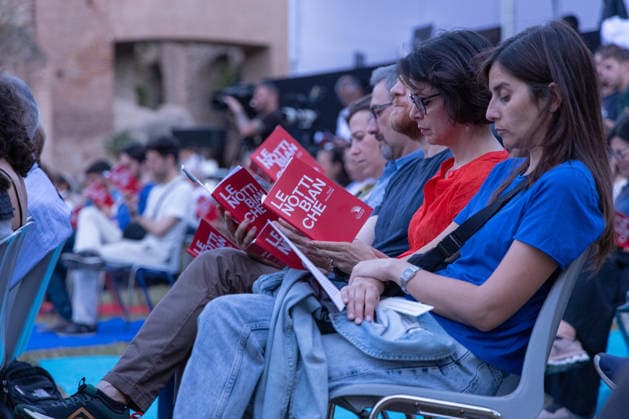 IPA85796810 - The Silent Storm, a shared, collective reading experience conceived by Alessandro Baricco at the Palatino Stadium in Rome. Thousands of people read Fyodor Dostoevsky™s *White Nights* simultaneously.  Copyright: xMatteoxNardonex xx 85796810