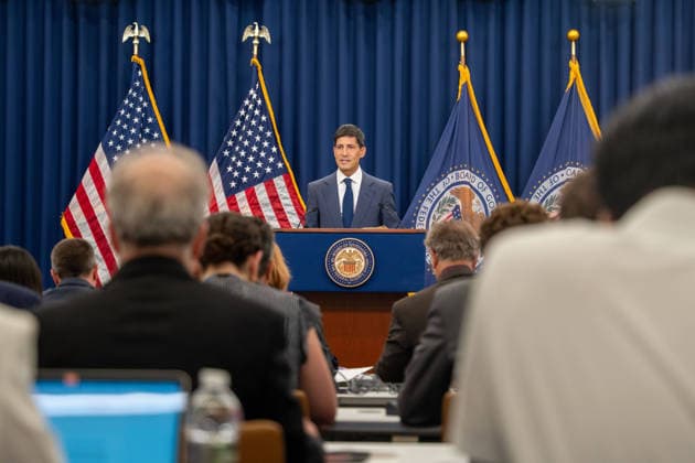 (260617) -- WASHINGTON, June 17, 2026 -- U.S. Federal Reserve Chair Kevin Warsh attends a press conference in Washington, D.C., the United States, on June 17, 2026. The U.S. Federal Reserve on Wednesday kept the target range for the federal funds rate unchanged at 3.5-3.75 percent. (Photo by Xinhua) U.S.-WASHINGTON, D.C.-FEDERAL RESERVE-INTEREST RATE UNCHANGED LixYuanqing 