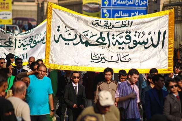 Sufi Procession Marks Islamic New Year in Cairo CAIRO, EGYPT JUNE 17, 2026: Followers of Sufi orders take part in a procession celebrating the Islamic New Year in Cairo. Participants marched through the streets carrying banners and flags, while religious chants and gatherings of remembrance (dhikr) marked the occasion. The event highlighted traditions associated with the start of the new Islamic year and commemorated the Prophet Muhammad™s migration (Hijra). Photo by Ahmed Mosaad JNA Press. (Photo by Ahmed Mosaad JNA Press via Nexpher Images) Cairo