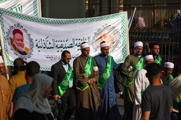 Sufi Procession Marks Islamic New Year in Cairo CAIRO, EGYPT JUNE 17, 2026: Followers of Sufi orders take part in a procession celebrating the Islamic New Year in Cairo. Participants marched through the streets carrying banners and flags, while religious chants and gatherings of remembrance (dhikr) marked the occasion. The event highlighted traditions associated with the start of the new Islamic year and commemorated the Prophet Muhammad™s migration (Hijra). Photo by Ahmed Mosaad JNA Press. (Photo by Ahmed Mosaad JNA Press via Nexpher Images) Cairo