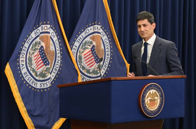 WASHINGTON, DC - JUNE 17: US Federal Reserve Chair Kevin Warsh gestures during his first news conference since taking the helm at the central bank on June 17, 2026 in Washington, DC. Warsh was appointed by President Donald Trump after former chair Jerome Powell s tenure ended in May.  Copyright: xChinaxNewsxServicex 111648903376