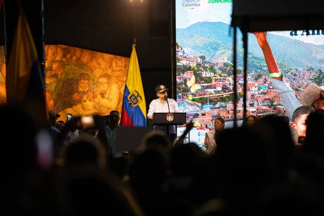 June 17, 2026, Medellin, Antioquia, Colombia: Colombian president Gustavo Petro takes part during a public event in the city of Medellin, Colombia June 17, 2026. Medellin Colombia - ZUMAvp1_ 20260617_zia_vp1_001 Copyright: xCamiloxMorenox