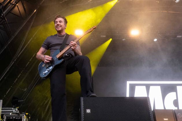 McFly in concert at Thetford Forest, Thetford, UK Thetford, UK, 17 June, 2026. McFly in concert. Pictured left to right, Danny Jones., Credit:Stephen Keable Avalon UK, Norfolk, Thetford, Thetford Forest  Copyright: xStephenxKeablex xAvalonx 1110847007