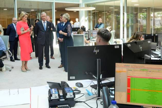 King Philippe And Queen Mathilde Visit Media Square EVERE, BELGIUM - JUNE 18: King Philippe of Belgium and Queen Mathilde of Belgium pictured with Jean-Paul Philippot, CEO RTBF, Thomas Gadisseux, Director of News and Sports RTBF and Nathalie Maleux (RTBF) visiting Media Square, the RTBF s new headquarters in Brussels.on June 18, 2026 in Evere, Belgium, 18 06 2026 Evere Belgium  Copyright: xPhilipxReynaersx