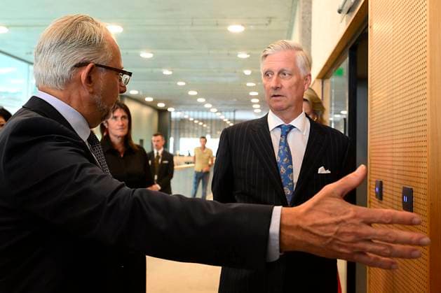 King Philippe And Queen Mathilde Visit Media Square EVERE, BELGIUM - JUNE 18: King Philippe of Belgium and Queen Mathilde of Belgium pictured with Jean-Paul Philippot, CEO RTBF visiting Media Square, the RTBF s new headquarters in Brussels.on June 18, 2026 in Evere, Belgium, 18 06 2026 Evere Belgium  Copyright: xPhilipxReynaersx