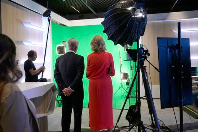 King Philippe And Queen Mathilde Visit Media Square EVERE, BELGIUM - JUNE 18: King Philippe of Belgium and Queen Mathilde of Belgium pictured visiting Media Square, the RTBF s new headquarters in Brussels.on June 18, 2026 in Evere, Belgium, 18 06 2026 Evere Belgium  Copyright: xPhilipxReynaersx