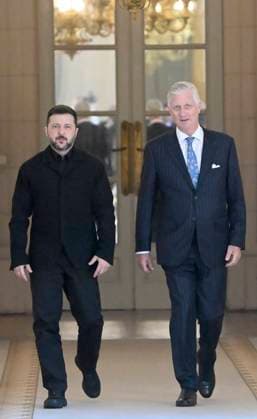 The King Receives Zelensky BRUSSELS, BELGIUM - JUNE 18 : King Philippe receives Volodymyr Zelensky, President of Ukraine, for lunch at the Royal Palace in Brussels..on June 18, 2026 in Brussels, Belgium, 18 06 2026 Brussels Belgium  Copyright: xBertxVanxDenxBrouckex