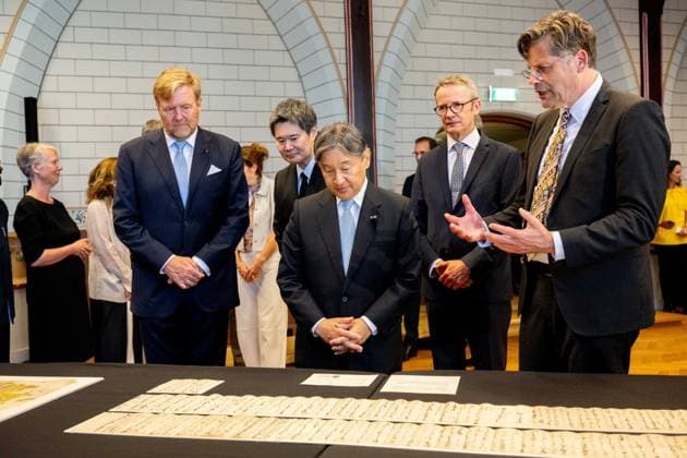 18-06-2026 Statevisit King Willem-Alexander with Emperor Naruhito of Japan visited the temporary exhibition of objects from various Leiden Japan collections and the ˜Sweat Room™ and the botanical garden at the university of Leiden on the 2nd day of the 3 day statevisit to the Netherlands Â  Copyright: xPPEx