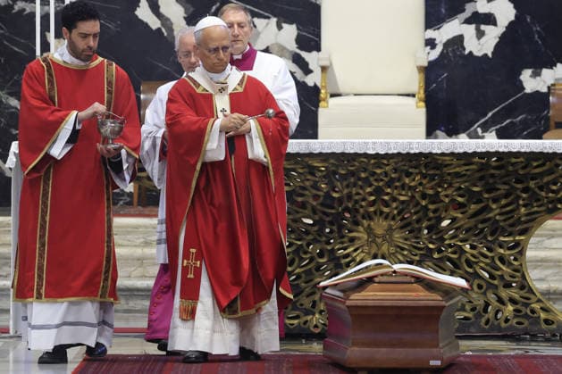 Funeral service of Cardinal Camillo Ruini at the Vatican VATICAN CITY, VATICAN, JUNE 18: Pope Leo XIV blesses the coffin of Cardinal Camillo Ruini at the end of his funeral mass in St. Peter’s Basilica at the Vatican on June 18, 2026. Ruini, who served as Cardinal Vicar of Rome and president of the Italian Episcopal Conference and was one of the representatives of the conservative wing of the Catholic Church, died in Rome, Italy, on June 16 at the age of 95. Riccardo De Luca Anadolu Vatican City Vatican. Editorial use only. Please get in touch for any other usage.  Copyright: x2026xAnadoluxRiccardoxDexLucax