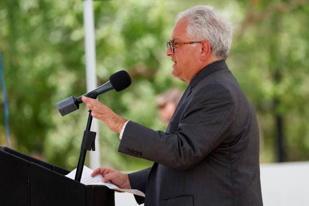 June 18, 2026, Tampa, Florida, USA: Hillsborough County Commissioner Harry Cohen speaks during the annual Juneteenth Flag-Raising ceremony outside the Fred B. Karl County Center on Thursday, June 18, 2026, in Tampa. Tampa USA - ZUMAs70_ 20260618_zan_s70_010 Copyright: xJeffereexWoox