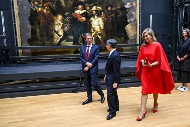 Amsterdam, The Netherlands, 2026-06-18 18:59:37 AMSTERDAM, 18-06-2026, Rijksmuseum At the invitation of King Willem Alexander and Queen Maxima, Emperor Naruhito of Japan is paying a state visit to the Netherlands. Emperor Naruhito is accompanied by Her Majesty Empress Masako. The state visit is a confirmation of the close and historic relationship between Japan and the Netherlands. The countries share 426 years of bilateral relations. PHOTO: NLBeeld Patrick van Emst In the photo: Emperor Naruhito and Queen Maxima visit the Rijksmuseum. During a guided tour, they view the Gallery of Honour, among other things. Credit: NL Beeld Patrick van Emst  Copyright: xx x