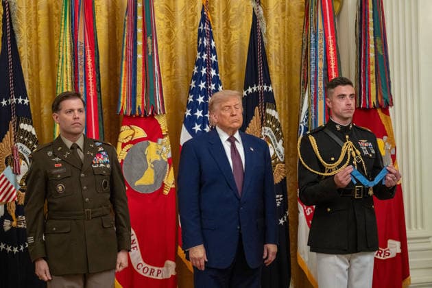 June 16, 2026, Washington, Dc, United States: U.S. President Donald Trump presented the Medal of Honor to Army Major Nicholas Dockery during a ceremony in the East Room of the White House on June 18, 2026. Lieutenant Dockery fought off a Taliban attack in Afghanistan to ensure the members of his unit were evacuated safely. Washington United States - ZUMAl312 20260616_znp_l312_083 Copyright: xAndrewxLeydenx