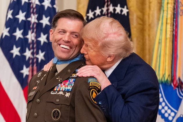 President Trump Awards Medals of Honor United States President Donald Trump awards Major Nicholas Dockery the Medal of Honor during a ceremony in the East Room of the White House in Washington, DC, USA, on Thursday, June 18, 2026. Credit: Aaron Schwartz Pool via CNP Washington District of Columbia United States  Copyright: xPool ABACAx