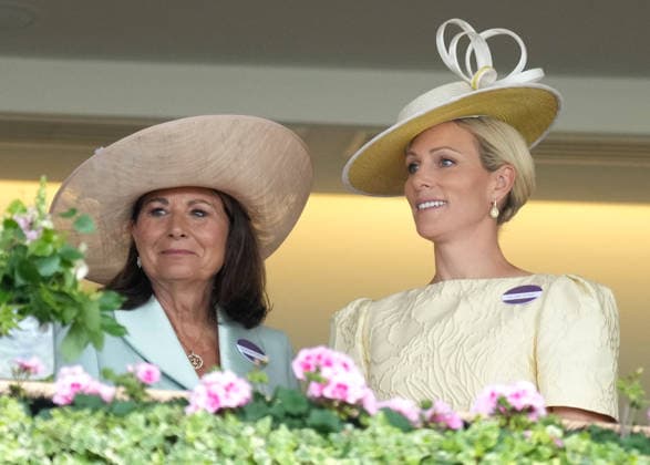 Royal Ascot Day Three Carole Middleton and Zara Tindall attend Day Three of Royal Ascot, at Ascot Racecourse, Ascot, Berkshire, UK, on the 18th June 2026. Picture by James Whatling Ascot Ascot Racecourse Berkshire United Kingdom  WHA-0829