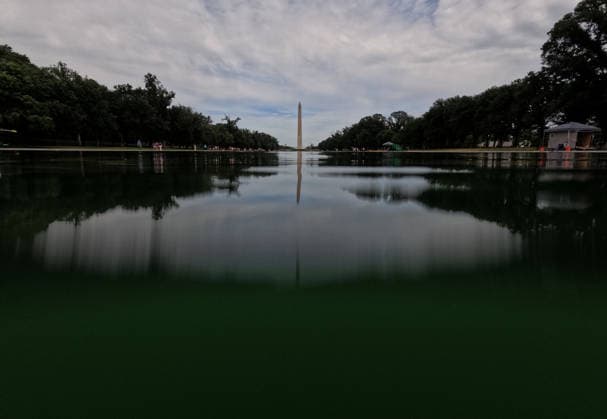 June 18, 2026, Washington, District Of Columbia, USA: National Park Service employees remove green algae from the bottom of the Lincoln Memorial Reflecting Pool in Washington, DC, USA, on June 18, 2026. The NPS is working to control and remove the algae bloom that has turned the pool green following the Trump Administration s recent 4 million repair, resealing, and painting project. Washington USA  - ZUMAs337 20260618_znp_s337_001 Copyright: xGentxShkullakux