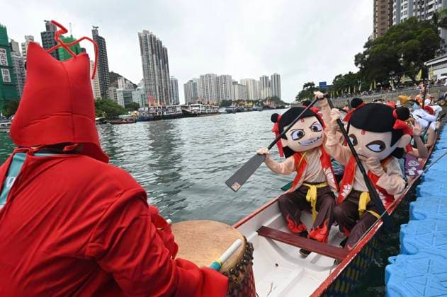 RECORD DATE NOT STATED HONG KONG-CULTURE DRAGON BOAT FESTIVAL Cosplayers cosplaying Ne Zha and Seafood on a dragon boat race in Aberdeen Promenade at Dragon Boat Festival (Tuen Ng festival), Hong Kong, June 19, 2026. NEXPHER Kobe Li Hong Kong