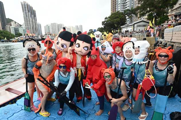 RECORD DATE NOT STATED HONG KONG-CULTURE DRAGON BOAT FESTIVAL Cosplayers cosplaying Ne Zha and Seafood posing photo on a dragon boat race in Aberdeen Promenade at Dragon Boat Festival (Tuen Ng festival), Hong Kong, June 19, 2026. NEXPHER Kobe Li Hong Kong