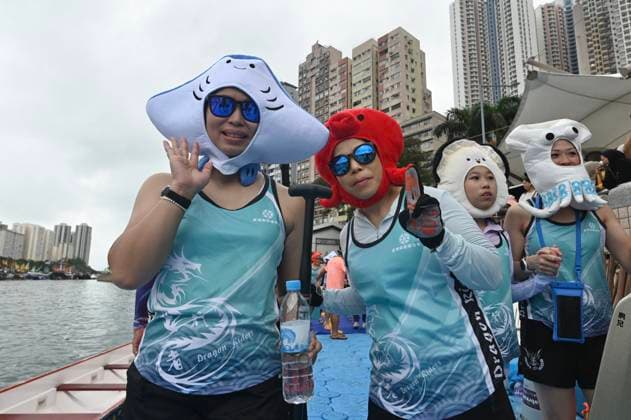 RECORD DATE NOT STATED HONG KONG-CULTURE DRAGON BOAT FESTIVAL Cosplayers cosplaying Seafood and posing photo on a dragon boat race in Aberdeen Promenade at Dragon Boat Festival (Tuen Ng festival), Hong Kong, June 19, 2026. NEXPHER Kobe Li Hong Kong