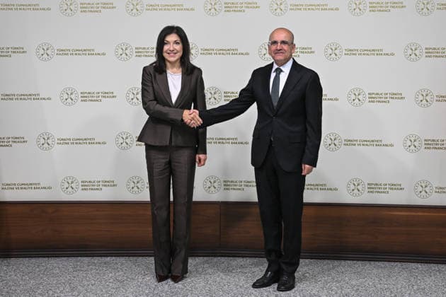 Mehmet Simsek - Katherina Reiche meeting in Turkiye s Ankara ANKARA, TURKIYE - JUNE 19: Turkish Treasury and Finance Minister Mehmet Simsek meets with German Economy and Energy Minister Katherina Reiche in Ankara, Turkiye on June 19, 2026. Abdullah Guclu Anadolu Ankara Turkey. Editorial use only. Please get in touch for any other usage.  Copyright: x2026xAnadoluxAbdullahxGuclux
