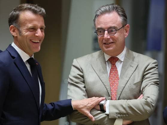 News Bilder des Tages France President of the Republic Emmanuel Macron and Belgium s Prime Minister Bart De Wever pictured at a European Council Summit, Friday 19 June 2026, at the Council of the European Union, in Brussels.  BENOITxDOPPAGNE 178224484