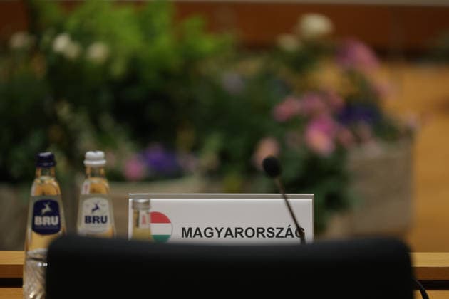 June 19, 2026, Brussels, Belgium, European Union: Hungarian seating sign inside the European Council on the second and final day of the European Council Summit in Brussels. Brussels European Union - ZUMAo116 20260619_znp_o116_004 Copyright: xBiancaxOterox