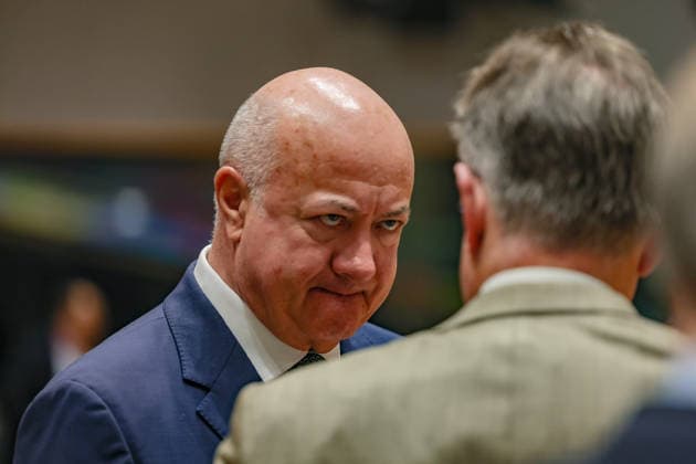 June 19, 2026, Brussels, Belgium, European Union: CHRISTIAN STOCKER, Federal Chancellor of Austria, speaks with BART DE WEVER, Prime Minister of Belgium, before the roundtable session on the second and final day of the European Council summit in Brussels. Brussels European Union  - ZUMAo116 20260619_znp_o116_023 Copyright: xBiancaxOterox