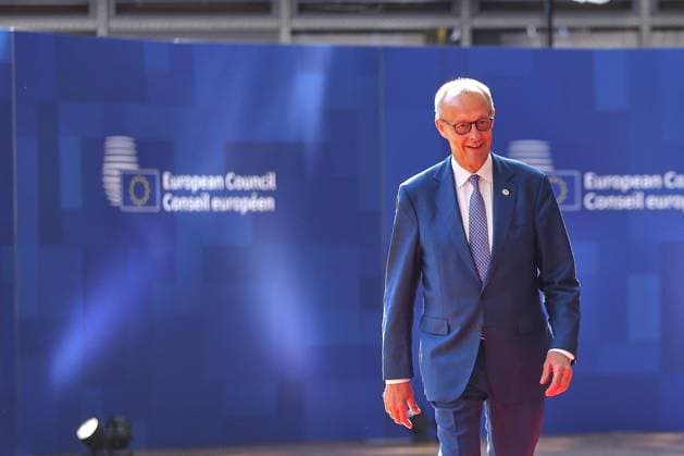 Brüssel, Belgien, 19.06.2026: Europa-Gebäude: EU-Gipfel: Bundeskanzler Friedrich Merz (CDU) *** Brussels, Belgium, June 19, 2026; European Union Building; EU Summit; Chancellor Friedrich Merz; CDU,detected_source_language Copyright: xdtsxNachrichtenagenturx dts_124009