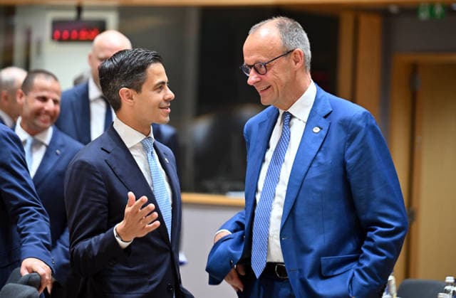 European Union Leaders’ Summit in Brussels BRUSSELS, BELGIUM - JUNE 19: German Chancellor Friedrich Merz (R) and Dutch Prime Minister Rob Jetten (R) attend the European Union (EU) Leaders’ Summit continues on its second day in Brussels, the capital of Belgium, on June 19, 2026. Dursun Aydemir Anadolu Brussels Belgium. Editorial use only. Please get in touch for any other usage.  Copyright: x2026xAnadoluxDursunxAydemirx