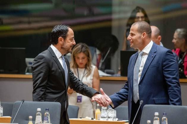 BRUSSELS - President of the Republic of Cyprus Nikos Christodoulides and Prime Minister of Malta Robert Abela during the second day of the European Council. The leaders of the EU countries are meeting to discuss, among other things, Ukraine and the Middle East. JONAS ROOSENS ANP netherlands out - belgium out  Copyright: xx x561422728x originalFilename: 561422728.jpg