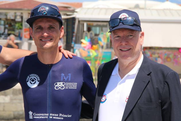 IPA85851074 - Viareggio: Prince Albert of Monaco and Princess Charlene at The Crossing, the water bike challenge organized by the Princess s Foundation, which starts in Viareggio and ends in Monaco  Copyright: xIacopoxGianninix xx 85851074