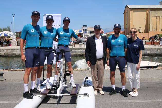 IPA85851086 - Viareggio: Prince Albert of Monaco and Princess Charlene at The Crossing, the water bike challenge organized by the Princess s Foundation, which starts in Viareggio and ends in Monaco  Copyright: xIacopoxGianninix xx 85851086