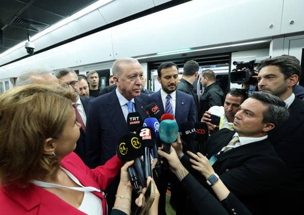 Turkish President Recep Tayyip Erdogan ISTANBUL, TURKIYE - JUNE 19: (----EDITORIAL USE ONLY - MANDATORY CREDIT - TURKISH PRESIDENCY MUSTAFA KAMACI HANDOUT - NO MARKETING NO ADVERTISING CAMPAIGNS - DISTRIBUTED AS A SERVICE TO CLIENTS----) Turkish President Recep Tayyip Erdogan attends the opening ceremony of Halkali-Istanbul Airport Metro Line at Kayasehir Metro Station in Istanbul, Turkiye on June 19, 2026. TCCB Mustafa Kamaci Anadolu Istanbul Turkey. Editorial use only. Please get in touch for any other usage.  Copyright: x2026xAnadoluxTCCBx xMustafaxKamacix