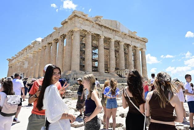 Restoration of Parthenon s western facade completed - Tourists visiting the Parthenon. For the first time in approximately 220 years, the culture ministry is now able to deliver the western facade of the Parthenon as fully restored as possible,in Athens Greece, on 19 June 2026. With the installation of two orthostates in the vacant positions of the western pediment and the completion of the restoration of the backing wall, the architectural integrity of the pediment has been restored. IMAGO ONE INCH PRODUCTIONS ATHENS Greece Copyright: xOnexInchxProductionsx 7004423