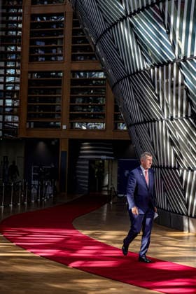 June 19, 2026, Brussels, Belgium, European Union: ANDREJ BABIS, Prime Minister of Czechia, walks along the arrival carpet and on his way to greet members of the press on the second and final day of the European Council summit in Brussels. Brussels European Union  - ZUMAo116 20260619_znp_o116_029 Copyright: xBiancaxOterox