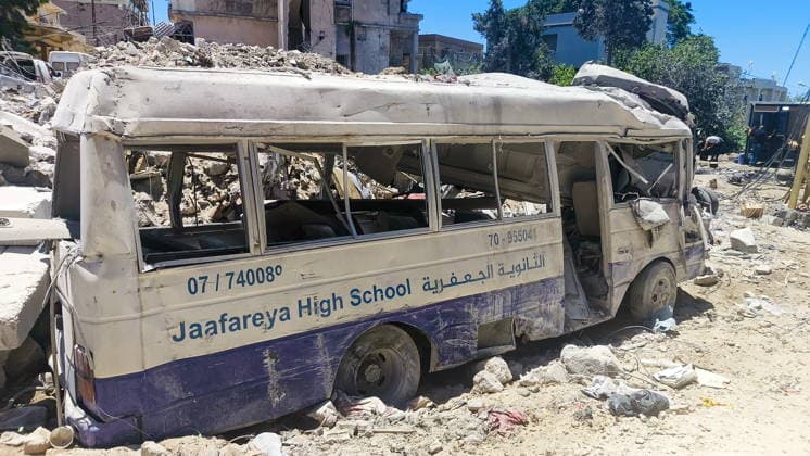 June 19, 2026, Tyre, Lebanon: A school bus was damaged after an Israeli airstrike in the city of Tyre, Lebanon. Tyre Lebanon  - ZUMAt113 20260619_zaa_t113_095 Copyright: xAnkharxKochnevax