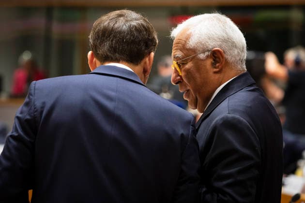 Emmanuel Macron (L) and Antonio Costa (R). European heads of state gathered on the second day of the European summit in the Belgian capital. - 19 06 2026 - Belgium Brussels Brussels -  NicolasxLandemardx xLexPictorium LePictorium_0336806