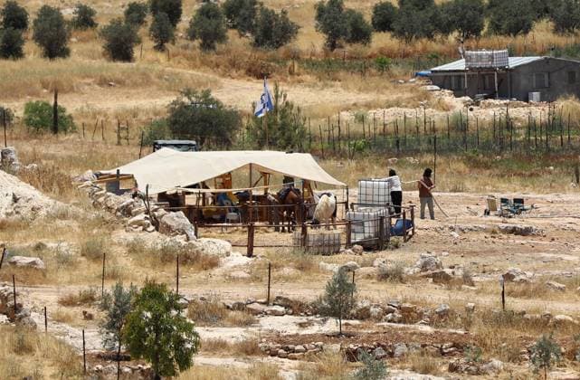 Palestinian protest against Israeli settlement activities HEBRON, WEST BANK, PALESTINE - JUNE 19: Palestinians gather to protest the settlement activities of Israelis in the Masafer Yatta area of Hebron, West Bank, Palestine on June 19, 2026. Israelis are seen setting up tents and placing their livestock in the area. Wisam Hashlamoun Anadolu Sidon West Bank. Editorial use only. Please get in touch for any other usage.  Copyright: x2026xAnadoluxWisamxHashlamounx