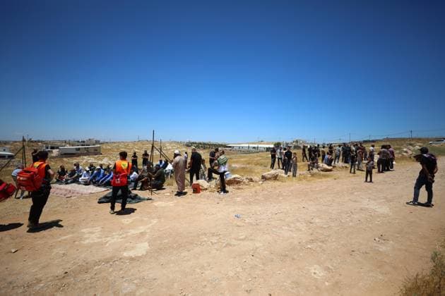 Palestinian protest against Israeli settlement activities HEBRON, WEST BANK, PALESTINE - JUNE 19: Palestinians gather to protest the settlement activities of Israelis in the Masafer Yatta area of Hebron, West Bank, Palestine on June 19, 2026. Demonstrators performed Friday prayer in an open field in the area. Wisam Hashlamoun Anadolu Sidon West Bank. Editorial use only. Please get in touch for any other usage.  Copyright: x2026xAnadoluxWisamxHashlamounx