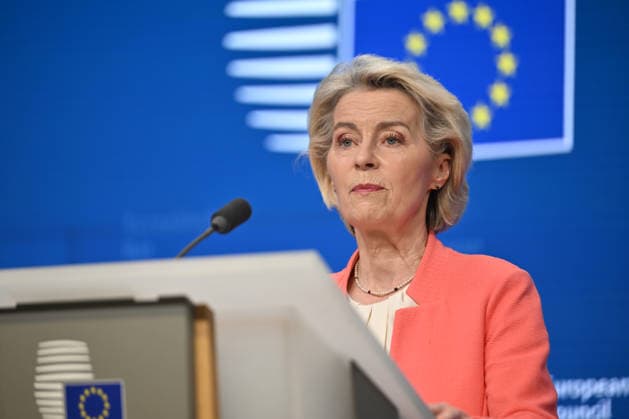 EU leaders meeting in Brussels BRUSSELS, BELGIUM - JUNE 19: European Commission President Ursula von der Leyen, European Council President Antonio Costa, andLeader of the Government of the Republic of Cyprus and President of the EU Council Nikos Hristodulidis, hold a joint press conference following the European Union (EU) Leaders’ Summit in Brussels, Belgium on June 19, 2026. Dursun Aydemir Anadolu Brussels Belgium. Editorial use only. Please get in touch for any other usage.  Copyright: x2026xAnadoluxDursunxAydemirx