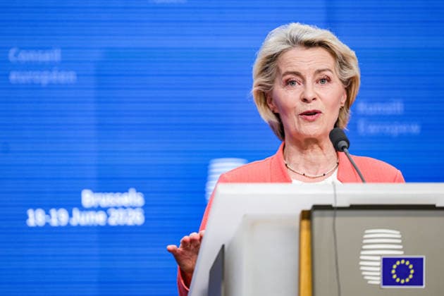 June 19, 2026, Brussels, Belgium, European Union: URSULA VON DER LEYEN, President of the European Commission speaks during a press conference following the final day of the European Council summit in Brussels, highlighting progress on the EUÃ¢â‚¬â ¢s next long-term budget, competitiveness, UkraineÃ¢â‚¬â ¢s accession process and continued unity among Member States. Brussels European Union - ZUMAo116 20260619_znp_o116_119 Copyright: xBiancaxOterox