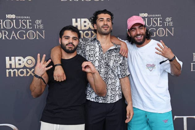 Mohammad Eliraqui, Mohamed Kanj Khamis, Soufiane El Mesaudi bei der Premiere von HOUSE OF THE DRAGON Staffel 3 im Kino International in Berlin am 19.06.2026 *** Mohammad Eliraqui, Mohamed Kanj Khamis, and Soufiane El Mesaudi at the premiere of House of the Dragon Season 3 at the Kino International in Berlin on June 19, 2026 ,detected_source_language